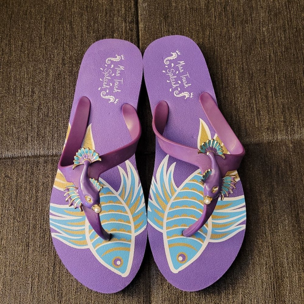 Miss Trish Splash Fish Flip Flops 8/9